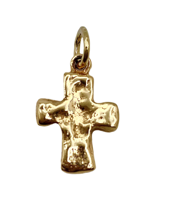 Cruz oro amarillo martelé