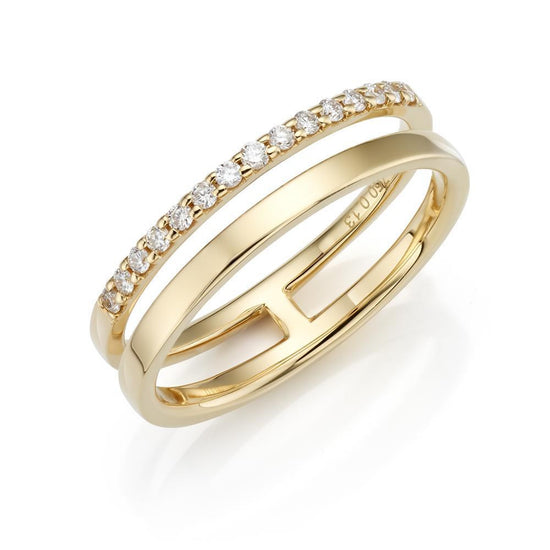 Anillo doble de oro y brillantes