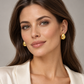Pendientes de plata925 huecos, con baño de oro amarillo con forma de habas