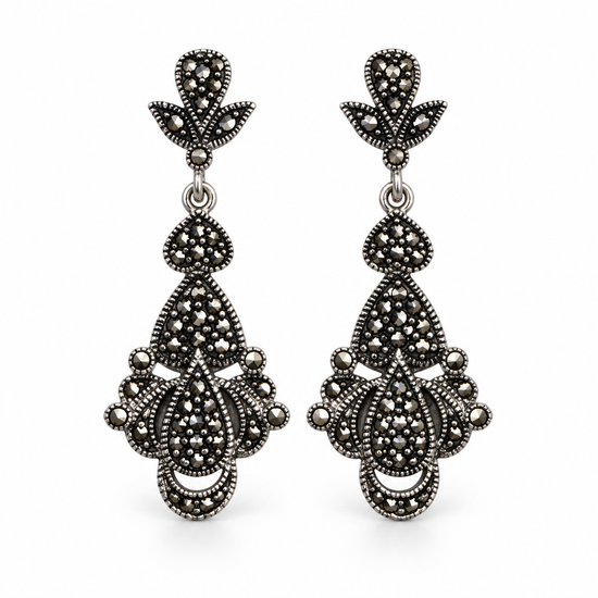 Pendientes de plata925 con marquesitas y forma de flor