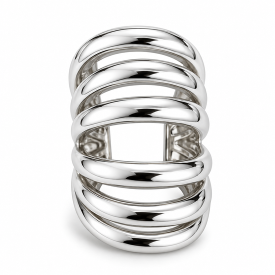 Anillo de 6 aros de plata ancho