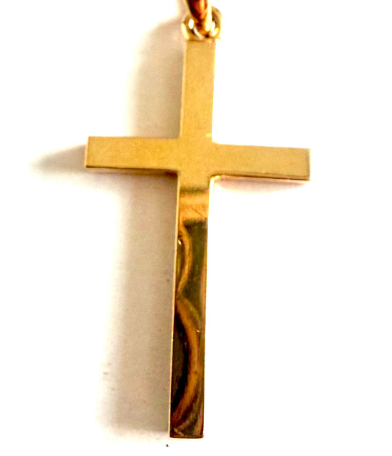 Cruz oro amarillo maciza hilo cuadrado 26 x 16 x 2 mm.
