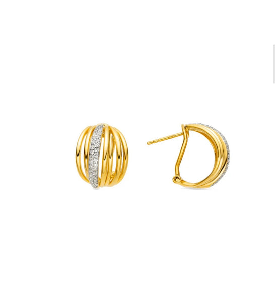 Medio aro de plata dorada con muchos brazos y circonita blanca