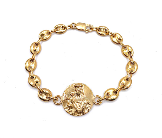 Pulsera de escapulario dorada mediano