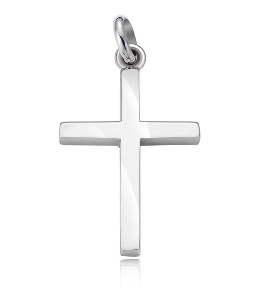 Cruz cuadrada lisa de plata