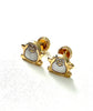 Pendientes de oro amarillo de pingüinos de nácar para niñas con rosca