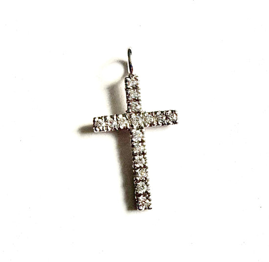 Cruz oro blanco diamantes t/brill. 0,12 ct. Si1H 17 x 11 mm.