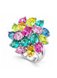 Anillo de flor grande de plata925 con piedras de color