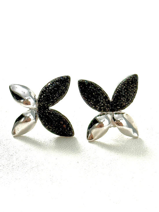 Pendientes de plata y circonitas negras mariposa