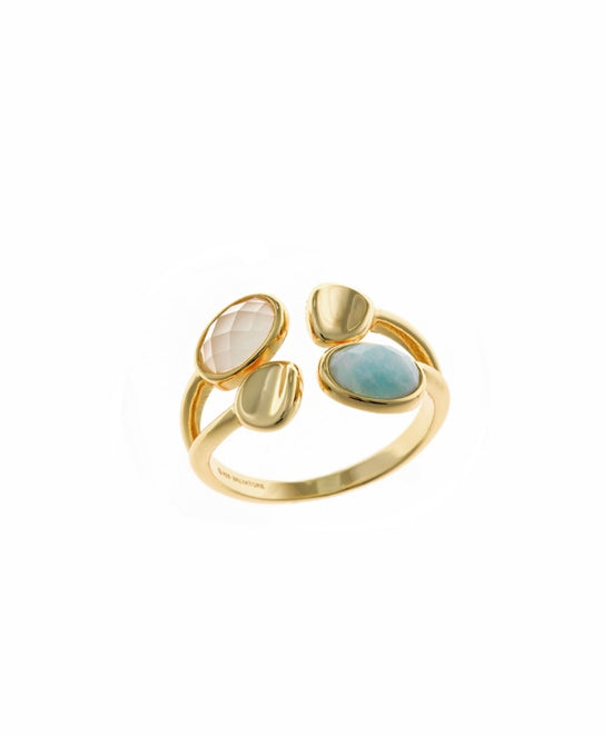 Anillo dorado con piedras