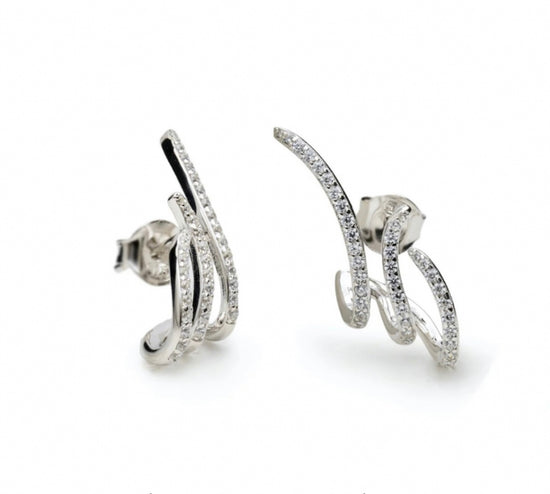 Pendientes de diseño moderno de plata925 y circonitas