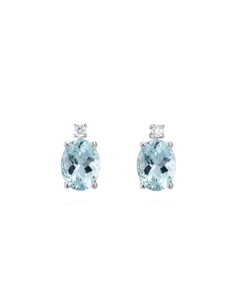 Pendientes Gotas de Aguamarina adornadas con diamantes