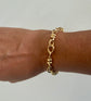 Pulsera de plata dorada de eslabones y anillas