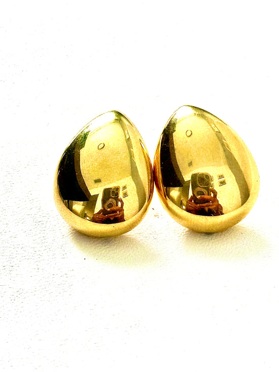 Pendientes de plata925 huecos, con baño de oro amarillo con forma de habas
