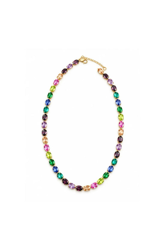 Gargantilla de plata925 bañada en oro con piedras de color