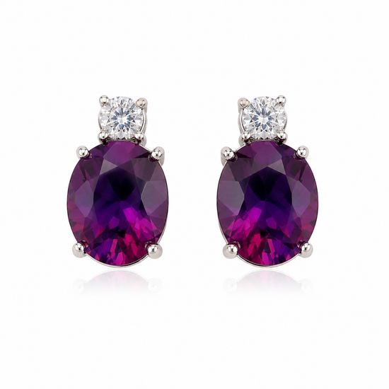 Pendientes de oro blanco, turmalinas y brillante
