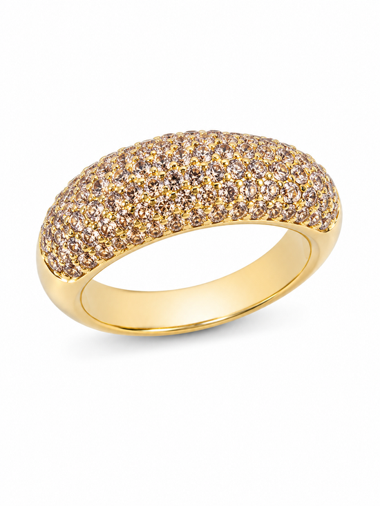 Anillo de oro rosa con diamantes Brown en pavé
