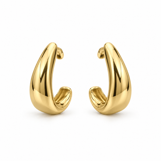 Pendientes medio aro hueco de oro 18K