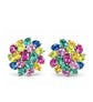 Pendientes de flor grande de plata925 con piedras de color