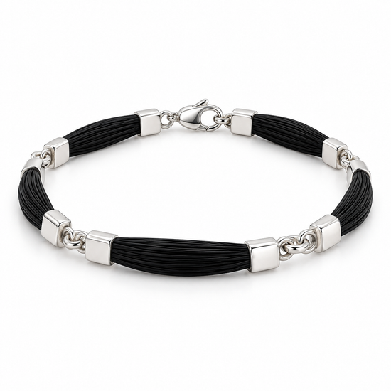 Pulsera de pelo de jirafa y plata de caballero