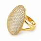 Anillo de plata dorada con forma de avellana cuajado de circonitas blancas