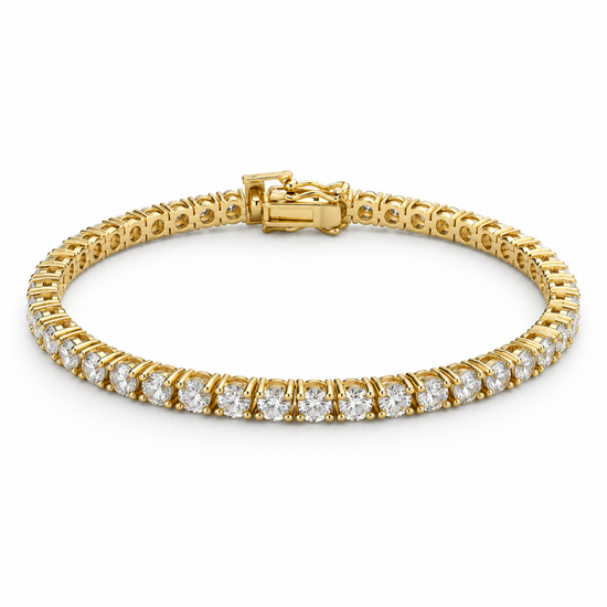 PULSERA RIVIER PLATA DORADA CON CIRCONITAS