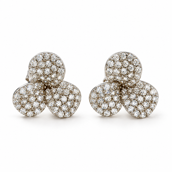 Pendientes de flor de plata y circonitas