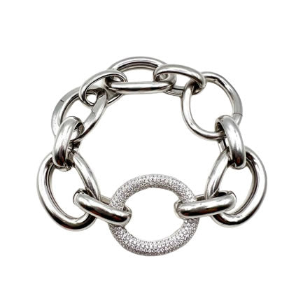 Pulsera de eslabones grandes de plata y circonitas