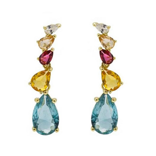 Pendientes dorados con piedras de color