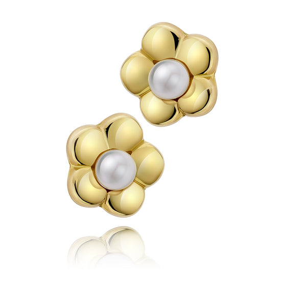 YELLOW GOLD AND PEARL EARRINGS