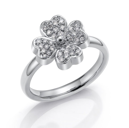 White Gold Clover Ring