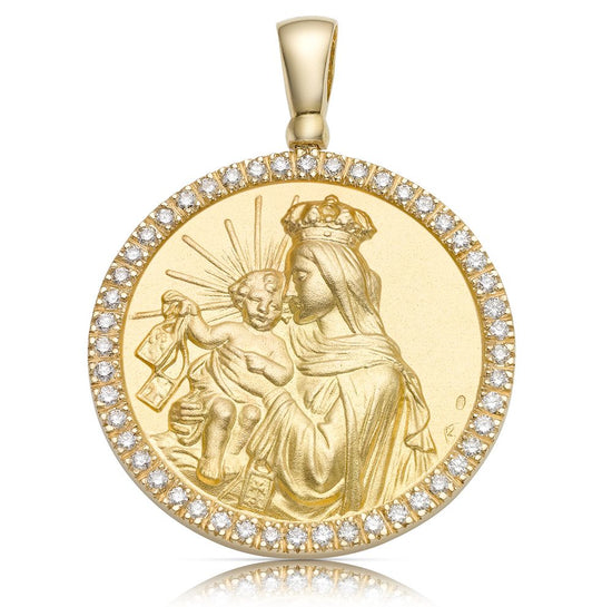 MEDALLA ORO VIRGEN DEL CARMEN CON ORLA DE BRILLANTES